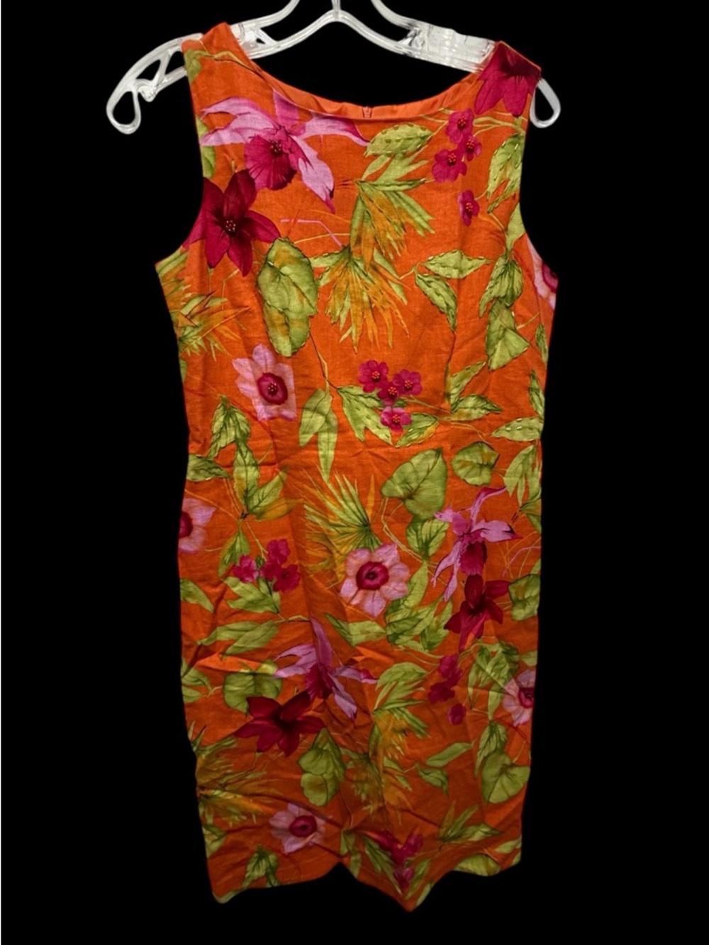Miss dorby Tropical Floral print Sleeveless Dress beaded accents size 6 P